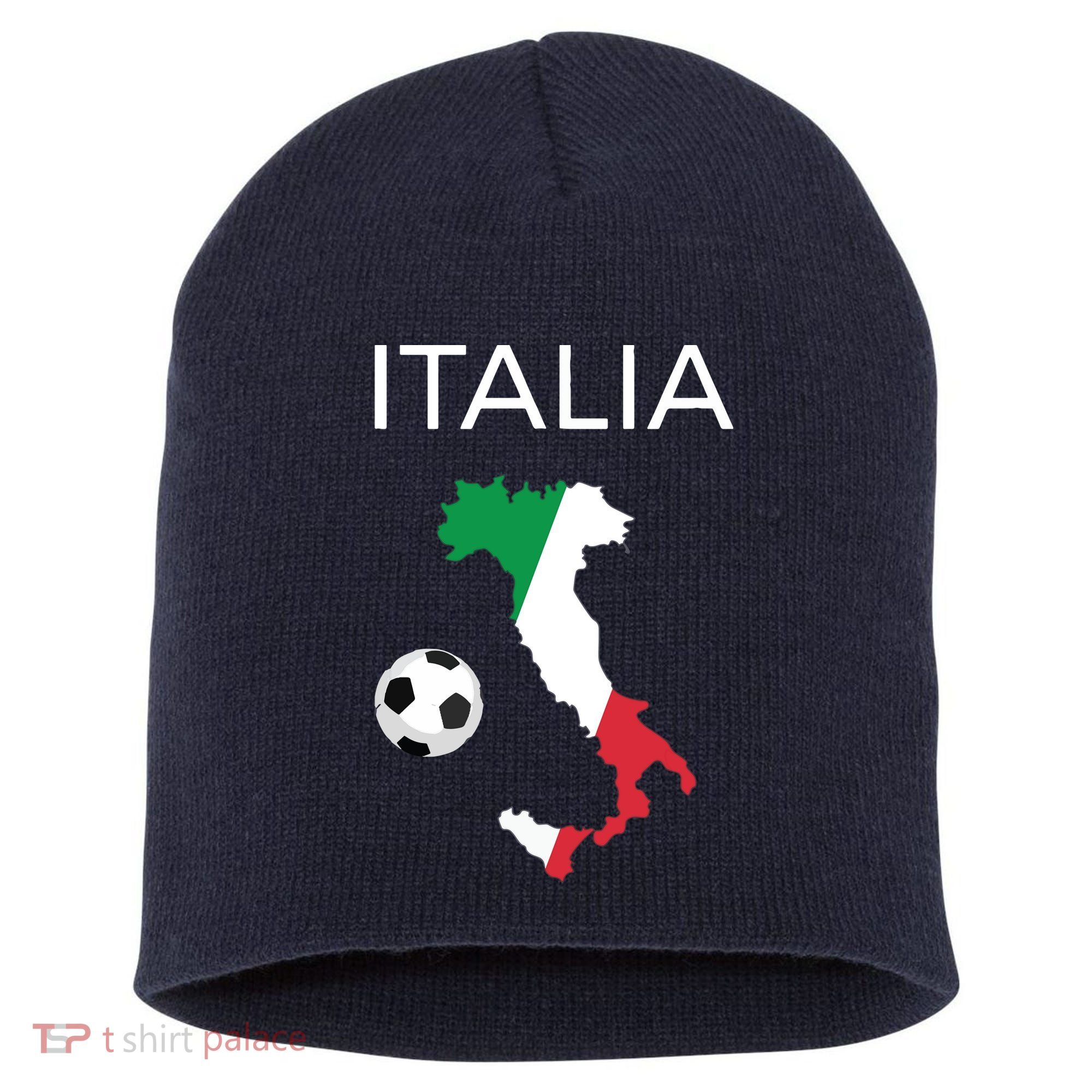 Italy Soccer Forza Azzurri Italian Italia Short Acrylic Beanie