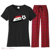 Iraq Soccer Flag Iraqi Women's Flannel Pajama Set thumb 0