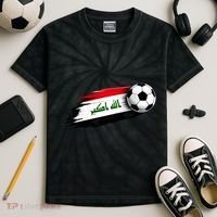 Iraq Soccer Flag Iraqi Kids Tie-Dye T-Shirt thumb 2