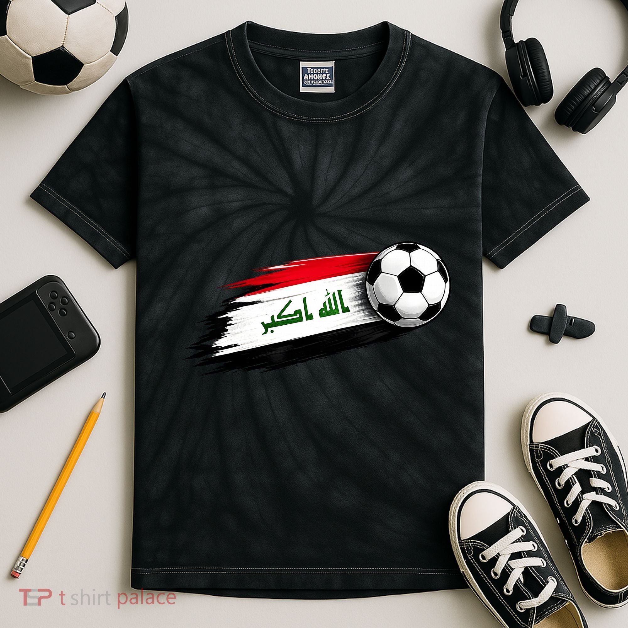 Iraq Soccer Flag Iraqi Kids Tie-Dye T-Shirt