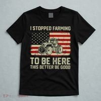 I Stopped Farming To Be Here Tractor Vintage American Flag T-Shirt thumb 5