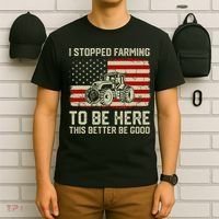 I Stopped Farming To Be Here Tractor Vintage American Flag T-Shirt thumb 6