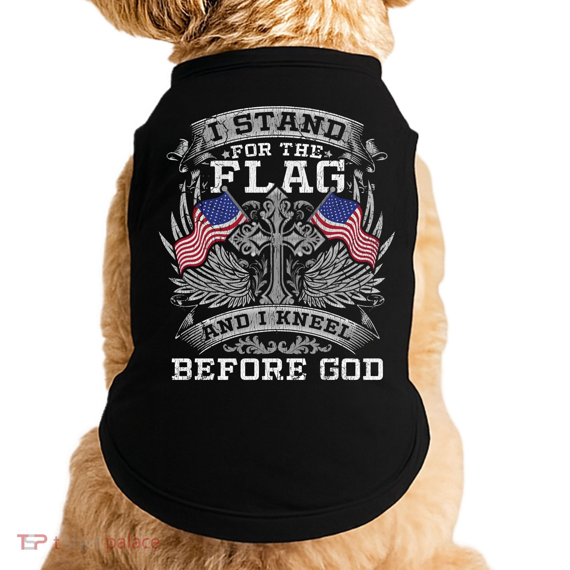 I Stand For The Flag And I Kneel Before God Gift Doggie Tank