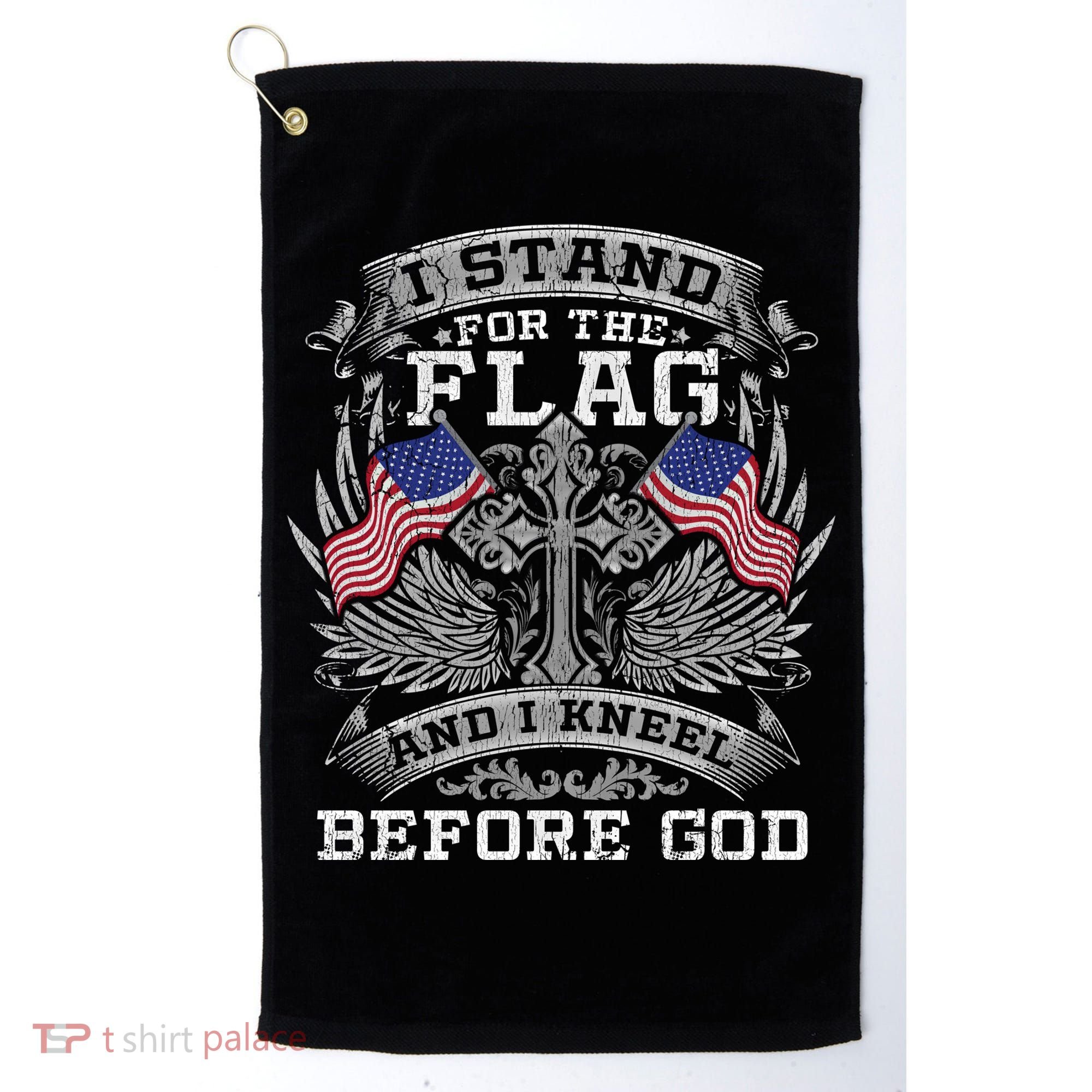 I Stand For The Flag And I Kneel Before God Gift Golf Towel