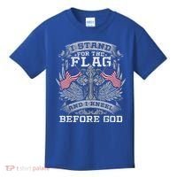 I Stand For The Flag And I Kneel Before God Gift Kids T-Shirt thumb 0