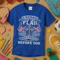 I Stand For The Flag And I Kneel Before God Gift Kids T-Shirt thumb 3