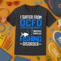 I Suffer From OCFD Fishing Discorder Cool Fish Daddy Kids T-Shirt thumb 3