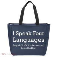 I Speak Four Languages | Funny Sayings Tote Bag thumb 0