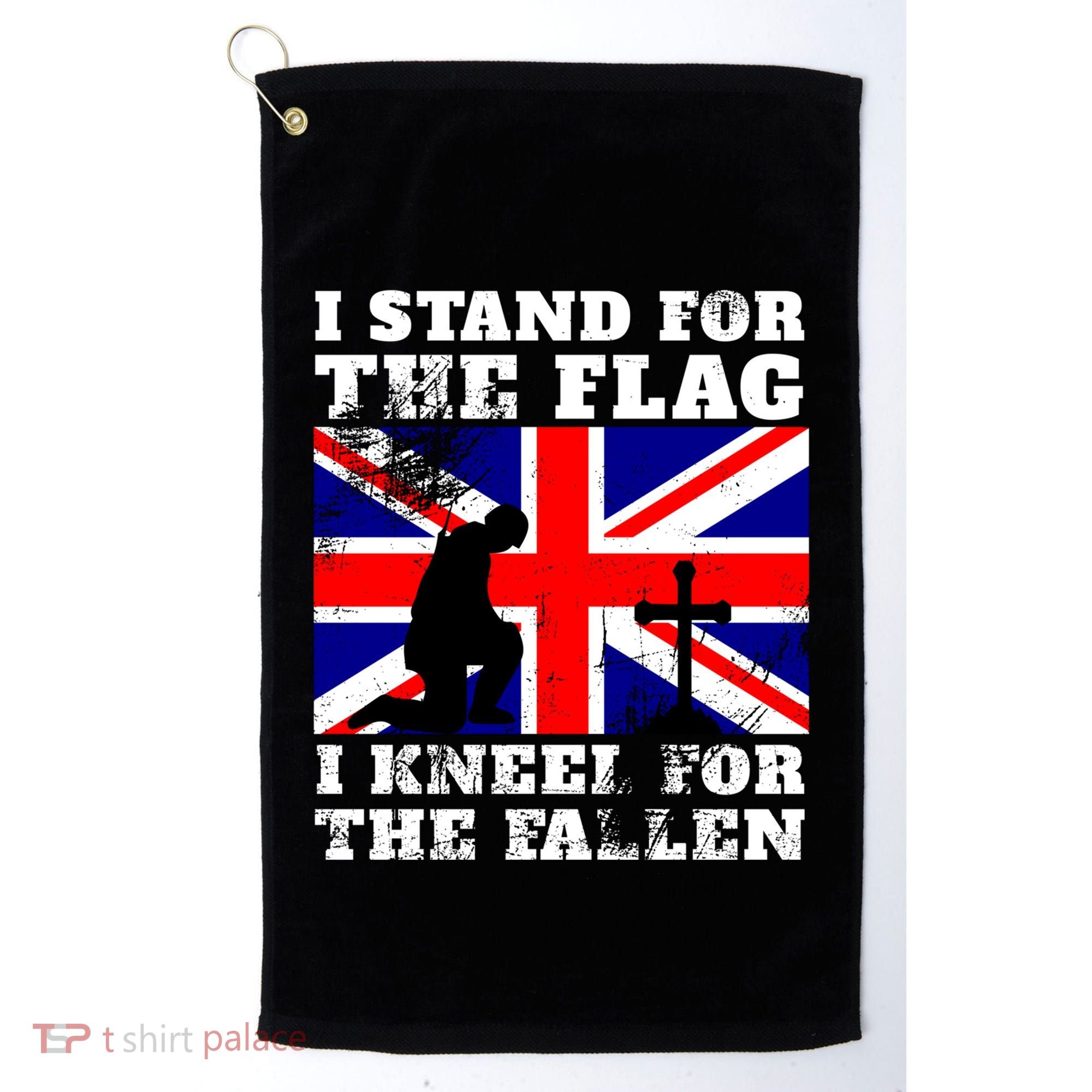 I Stand For The Flag I Kneel For The Fallen Union Jack Gift Golf Towel