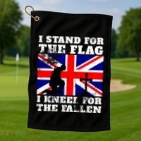 I Stand For The Flag I Kneel For The Fallen Union Jack Gift Golf Towel thumb 1