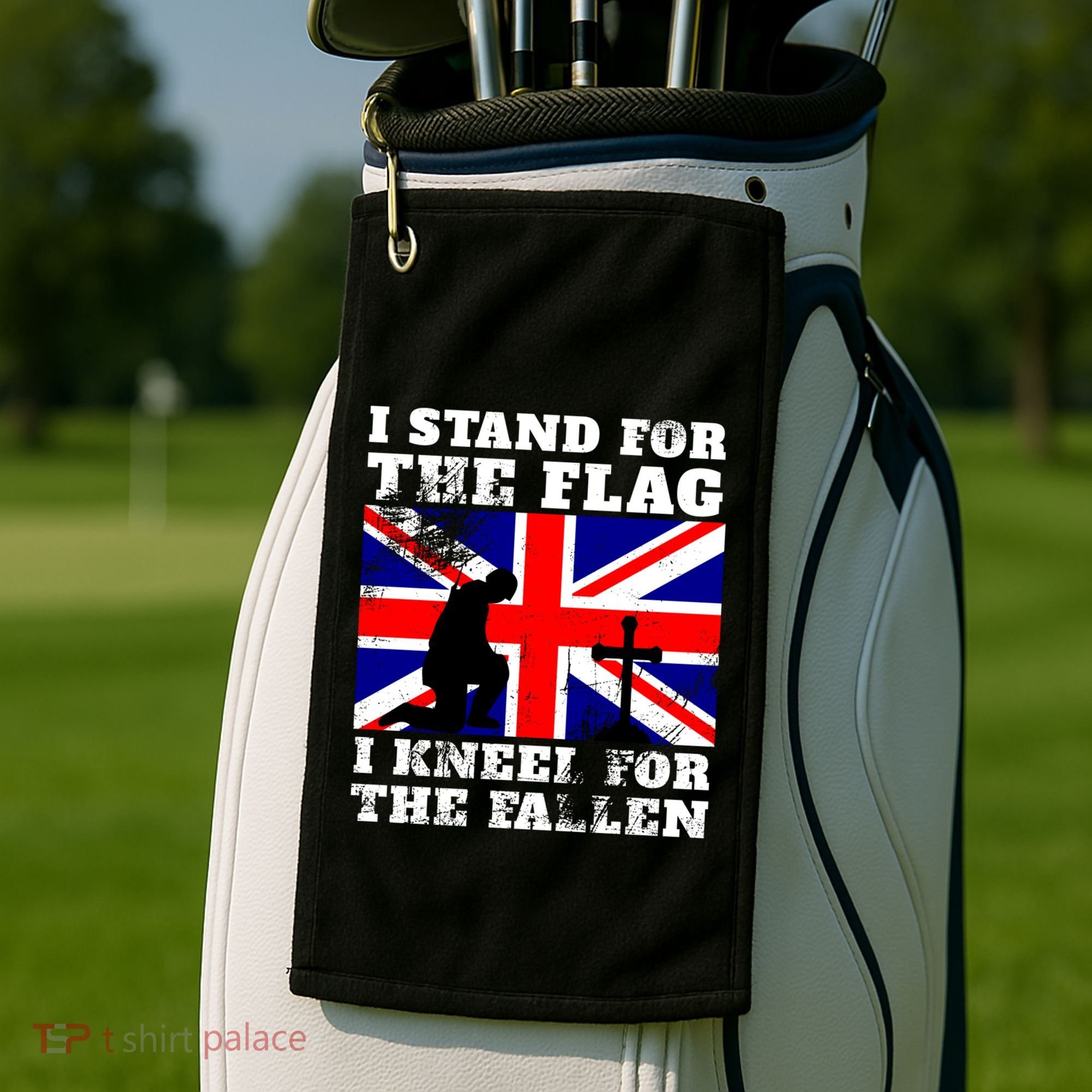 I Stand For The Flag I Kneel For The Fallen Union Jack Gift Golf Towel
