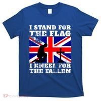I Stand For The Flag I Kneel For The Fallen Union Jack Gift T-Shirt thumb 0