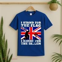 I Stand For The Flag I Kneel For The Fallen Union Jack Gift T-Shirt thumb 2