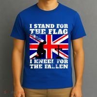 I Stand For The Flag I Kneel For The Fallen Union Jack Gift T-Shirt thumb 3