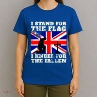 I Stand For The Flag I Kneel For The Fallen Union Jack Gift T-Shirt thumb 4