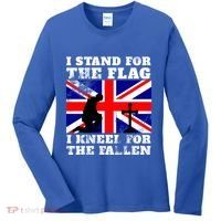 I Stand For The Flag I Kneel For The Fallen Union Jack Gift Women's Long Sleeve Shirt thumb 0