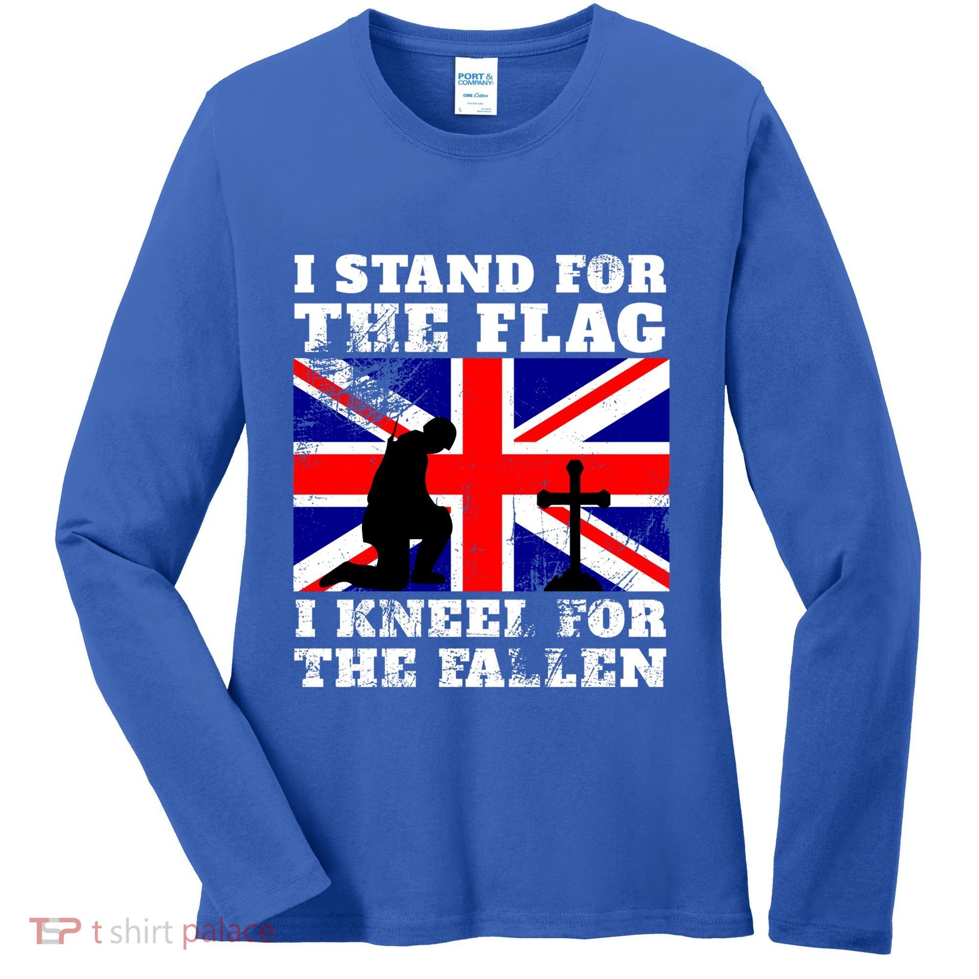 I Stand For The Flag I Kneel For The Fallen Union Jack Gift Women's Long Sleeve Shirt