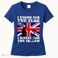 I Stand For The Flag I Kneel For The Fallen Union Jack Gift Women's T-Shirt thumb 0