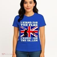 I Stand For The Flag I Kneel For The Fallen Union Jack Gift Women's T-Shirt thumb 4