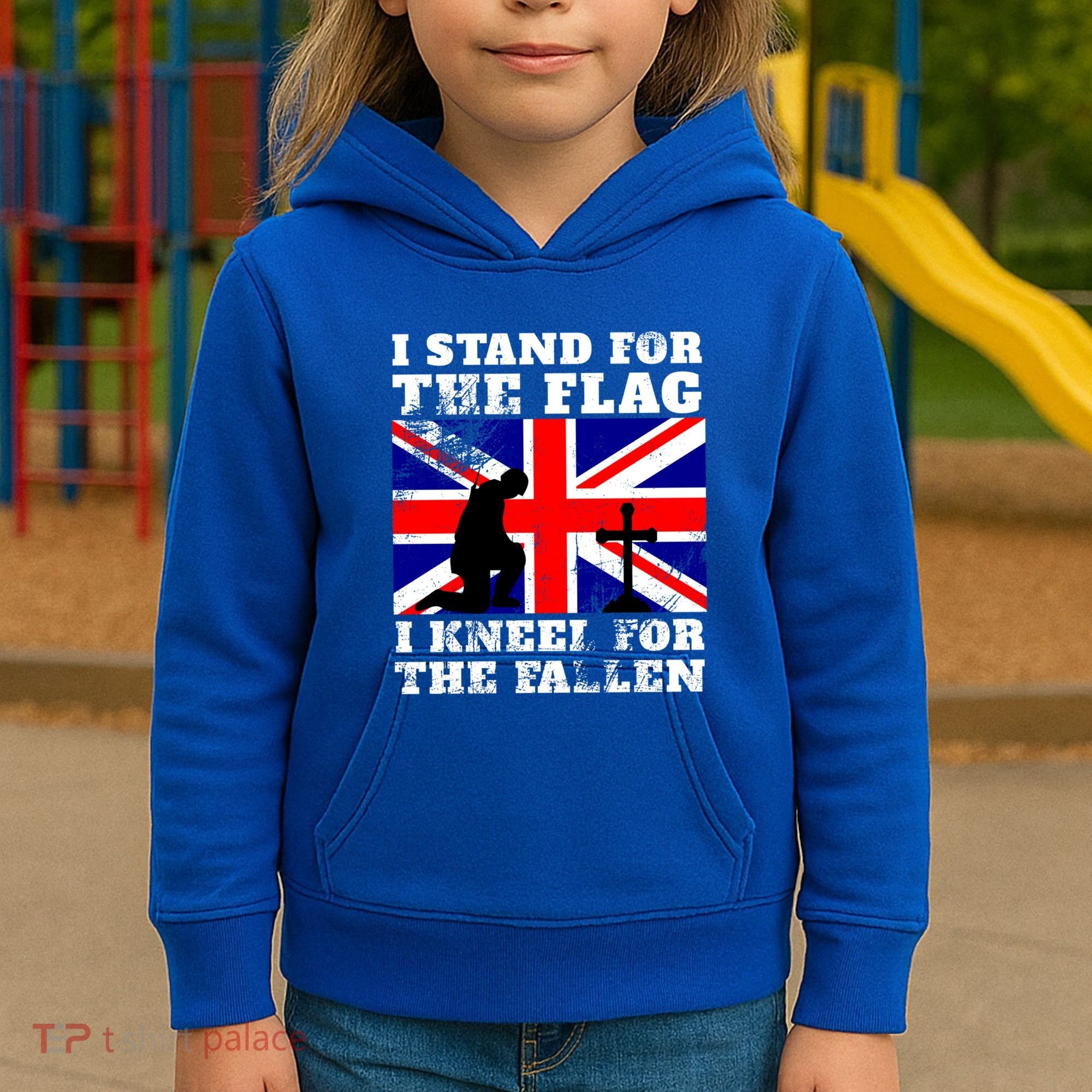 I Stand For The Flag I Kneel For The Fallen Union Jack Gift Kids Hoodie