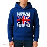 I Stand For The Flag I Kneel For The Fallen Union Jack Gift Kids Hoodie thumb 4