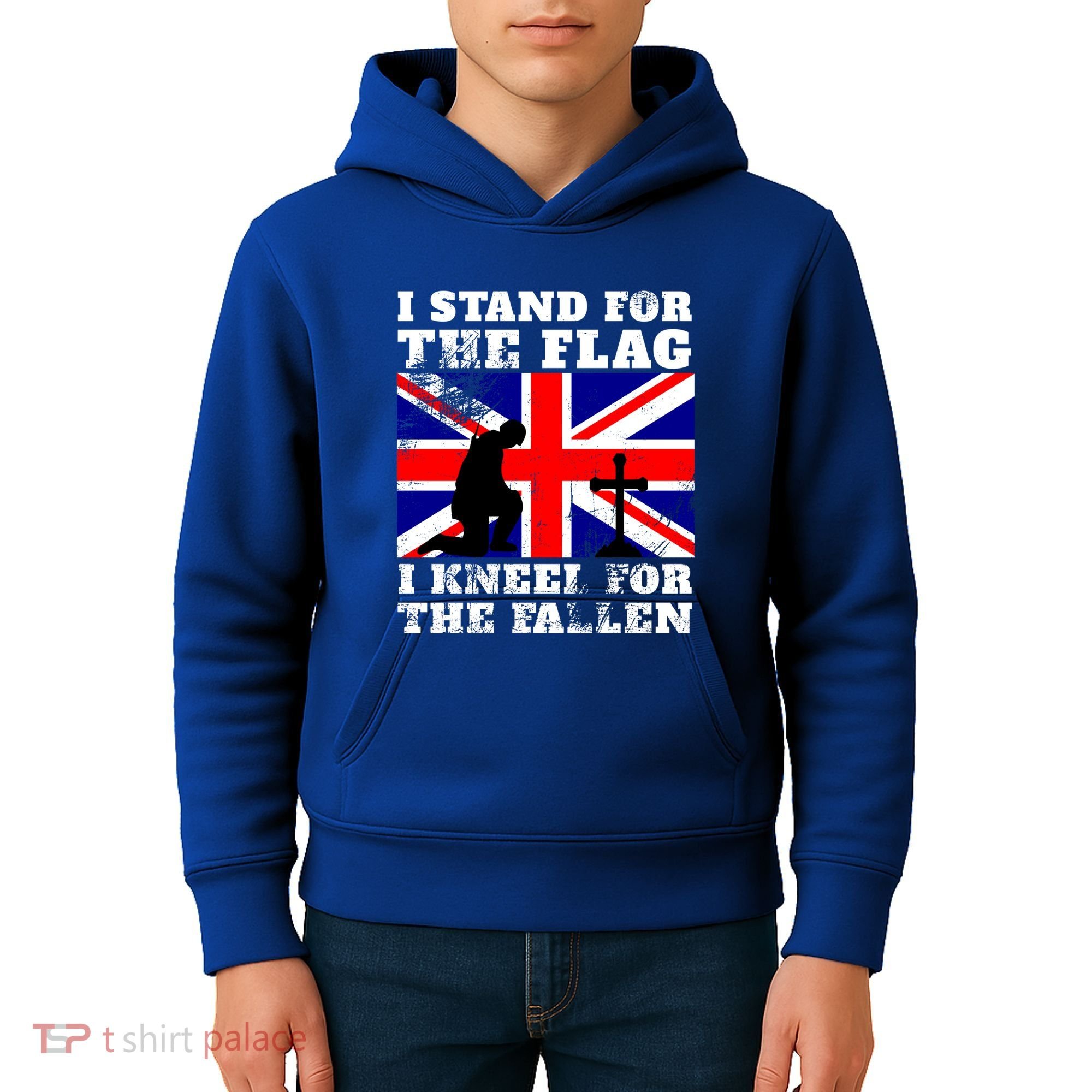 I Stand For The Flag I Kneel For The Fallen Union Jack Gift Kids Hoodie