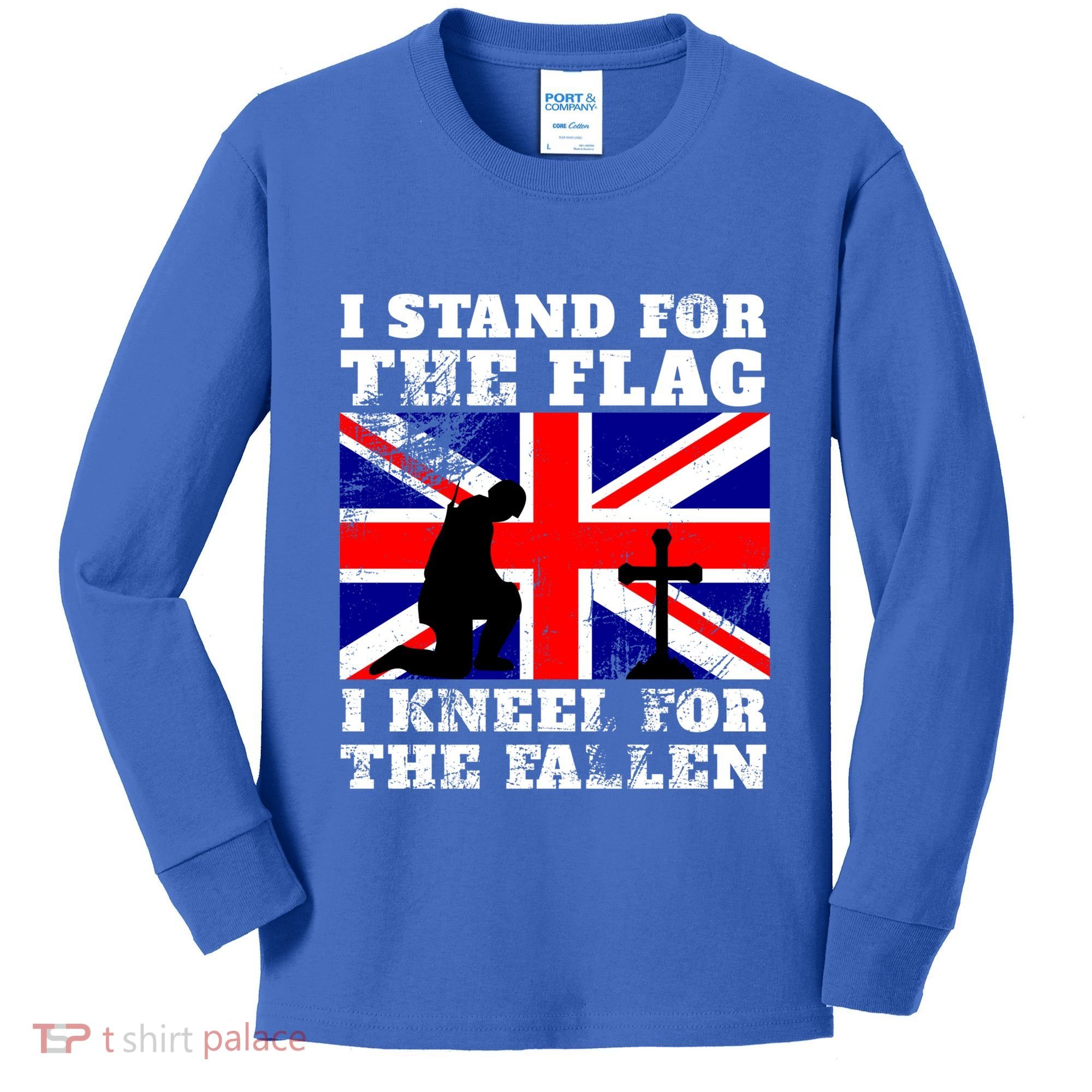 I Stand For The Flag I Kneel For The Fallen Union Jack Gift Kids Long Sleeve Shirt