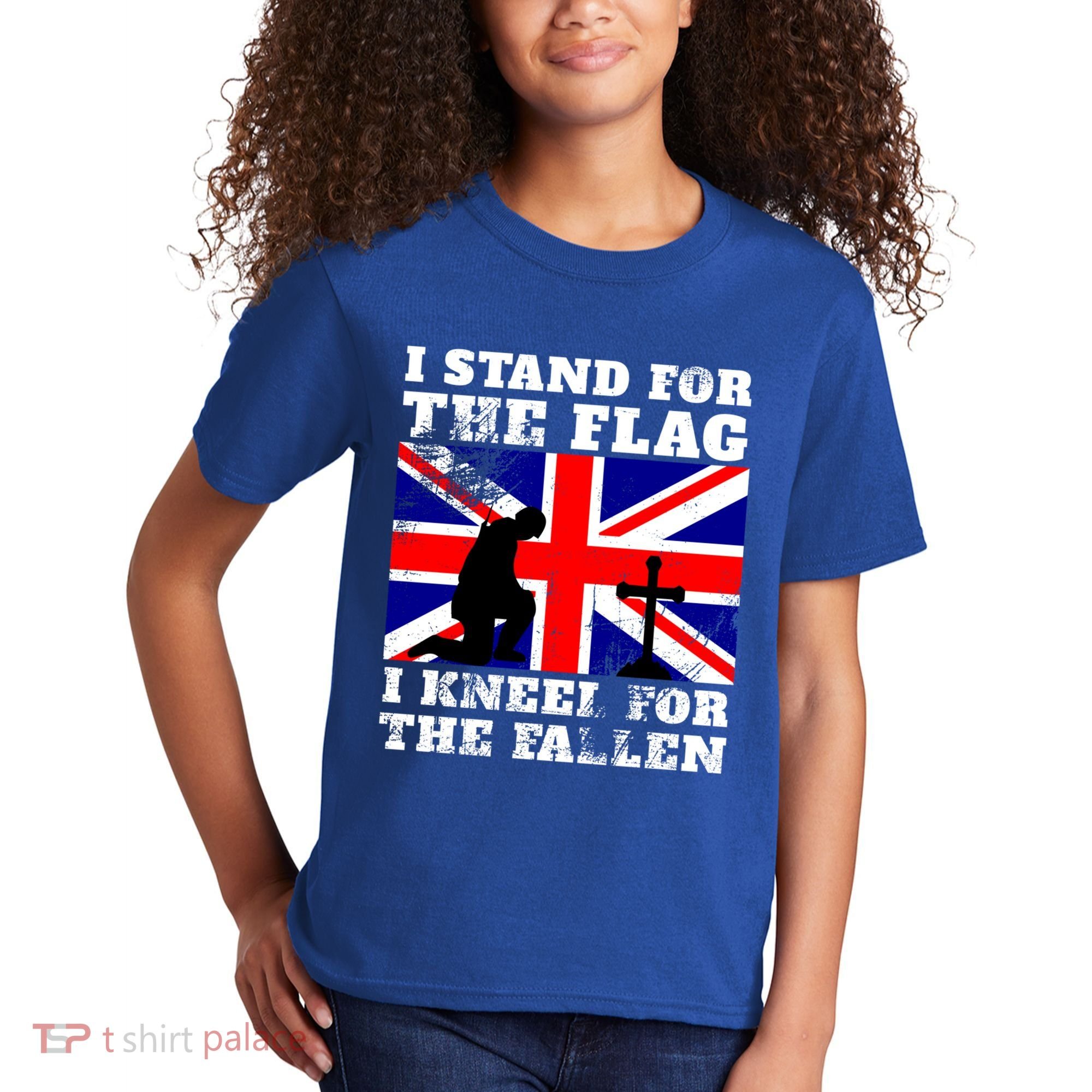 I Stand For The Flag I Kneel For The Fallen Union Jack Gift Kids T-Shirt