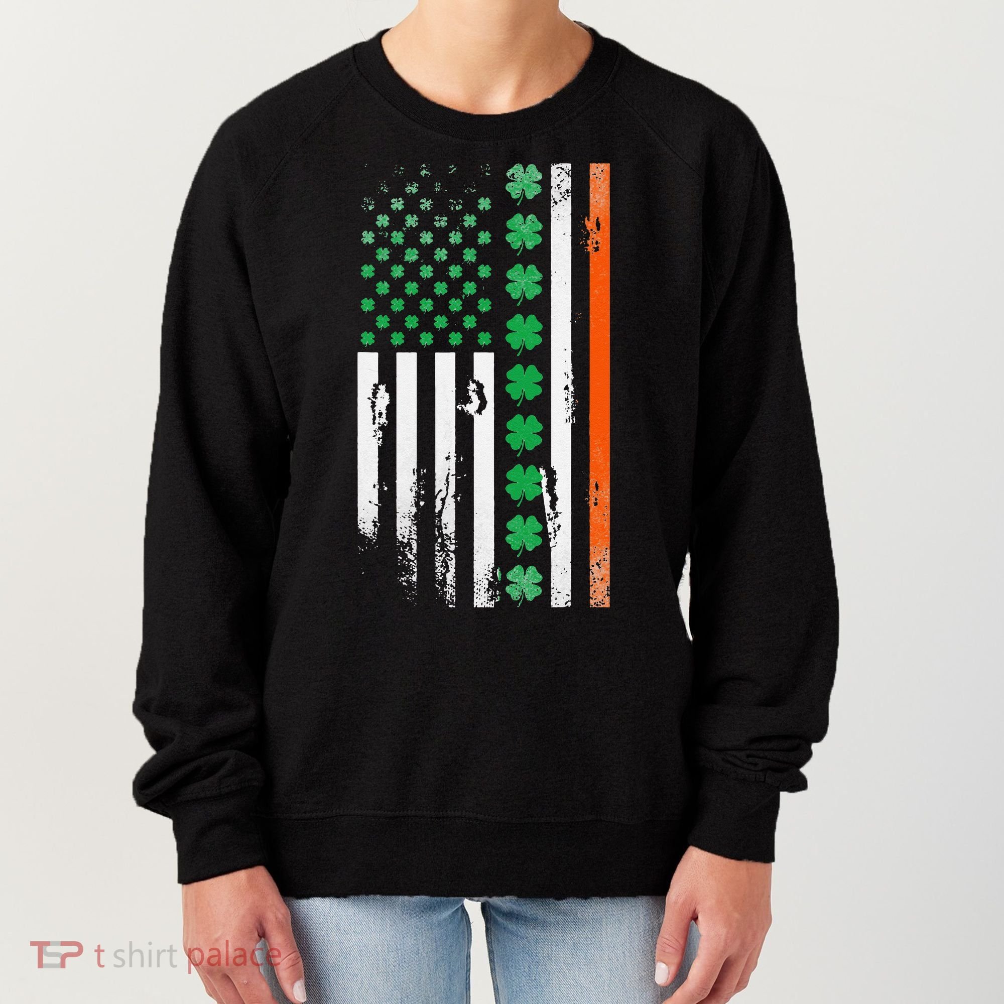 Ireland Shamrock Flag Saint Patricks Day Irish American Flag Women's Sweatshirt