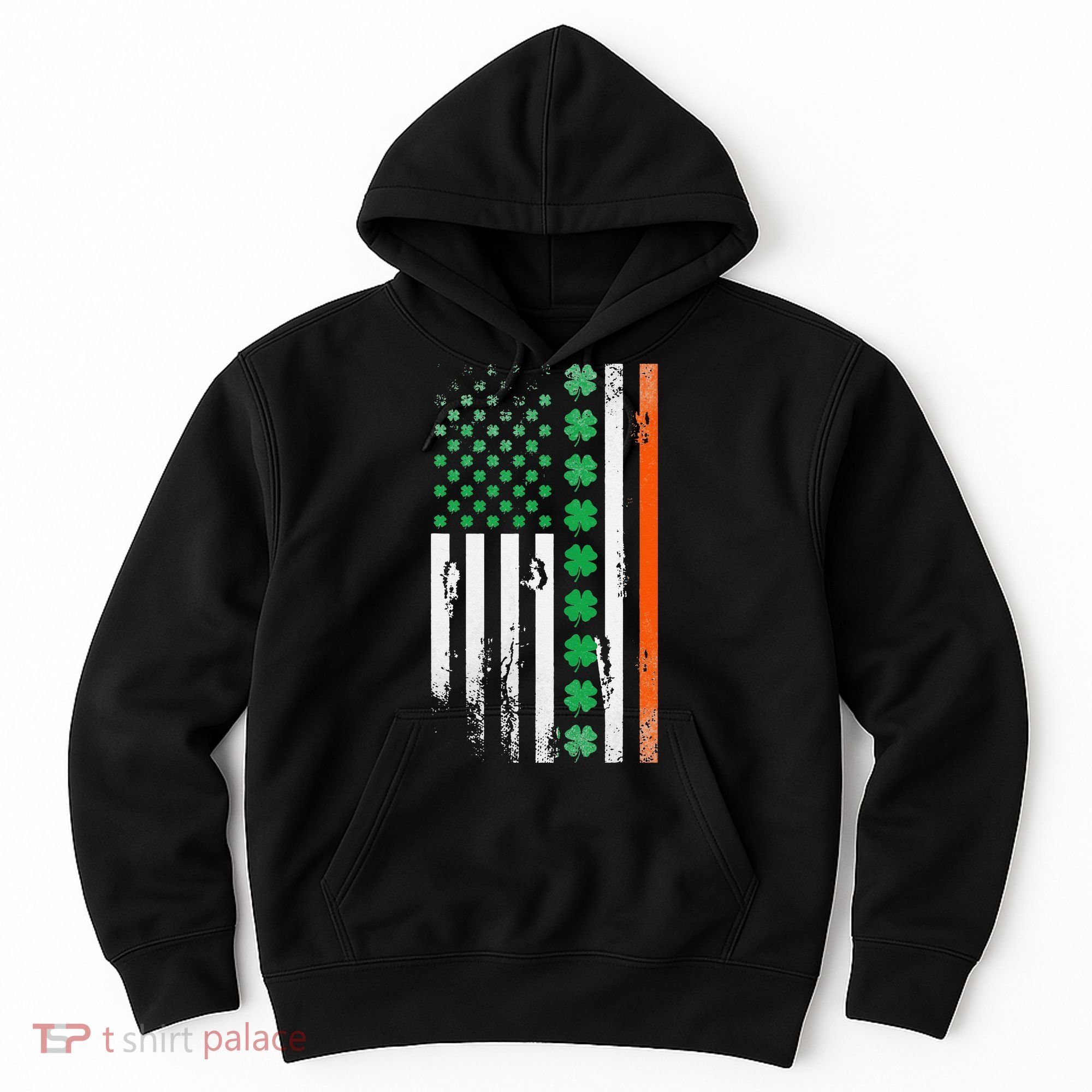 Ireland Shamrock Flag Saint Patricks Day Irish American Flag Hoodie