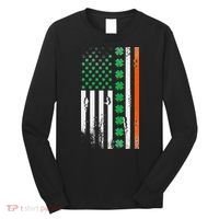 Ireland Shamrock Flag Saint Patricks Day Irish American Flag Long Sleeve Shirt thumb 0