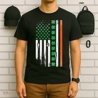 Ireland Shamrock Flag Saint Patricks Day Irish American Flag T-Shirt thumb 6