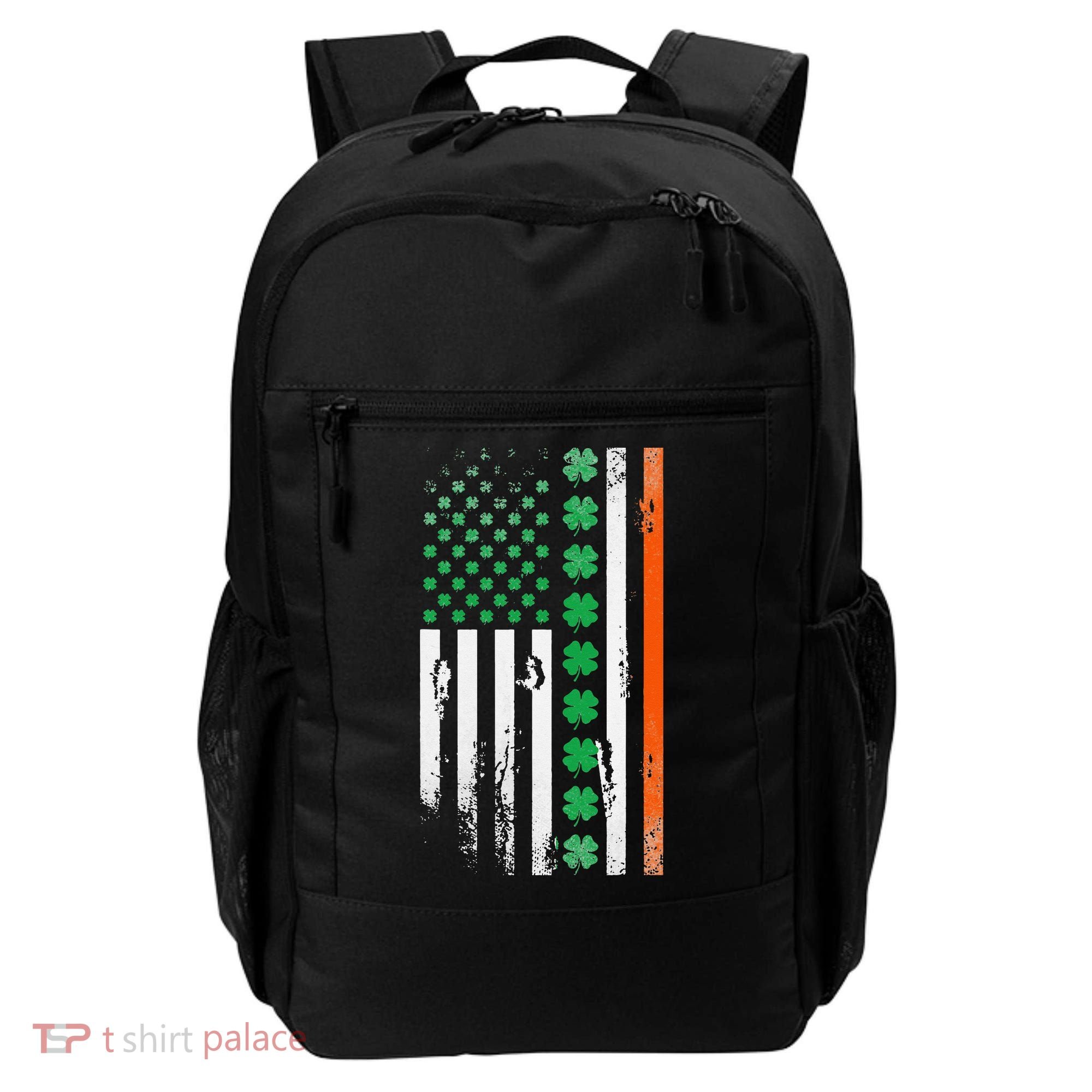 Ireland Shamrock Flag Saint Patricks Day Irish American Flag Backpack