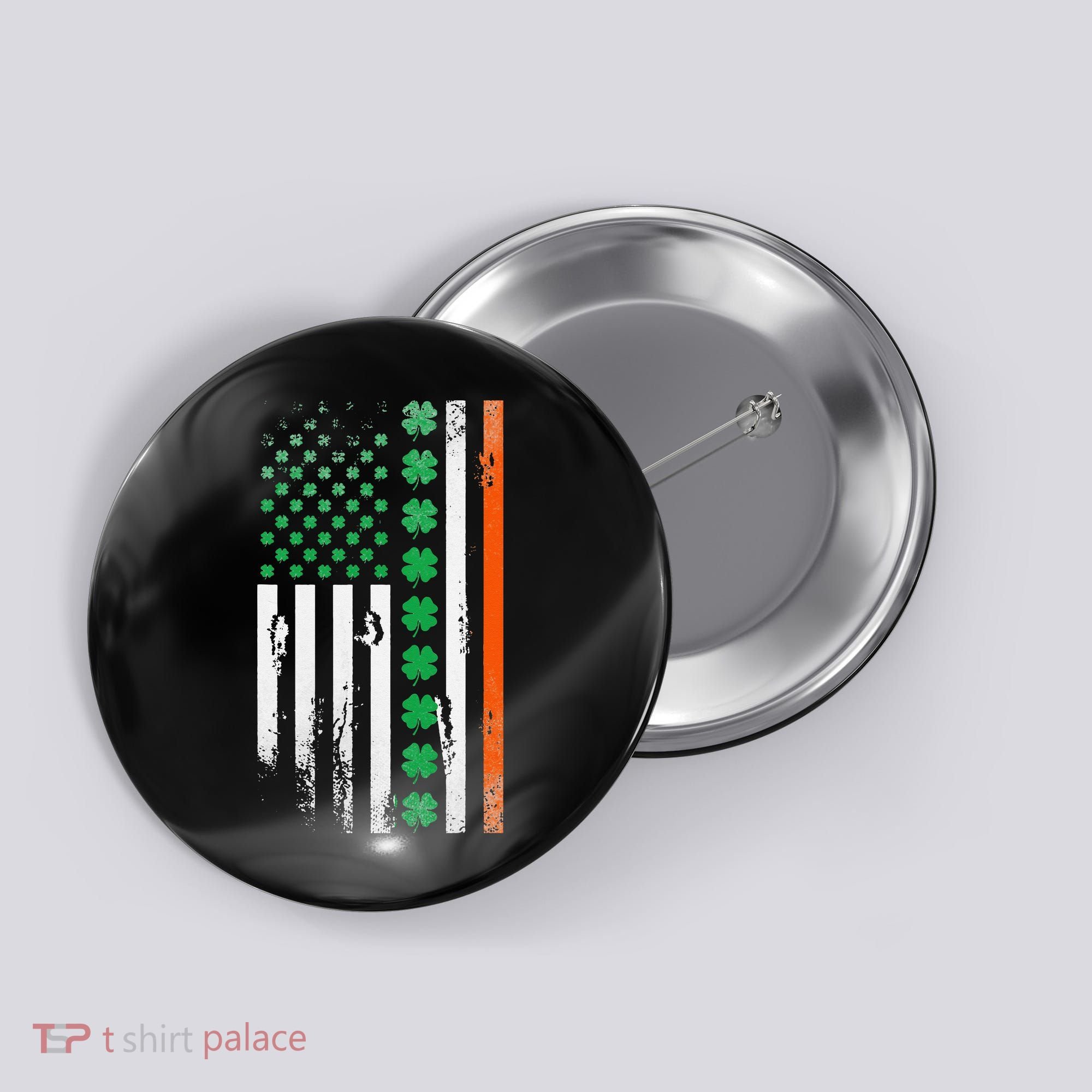 Ireland Shamrock Flag Saint Patricks Day Irish American Flag Button