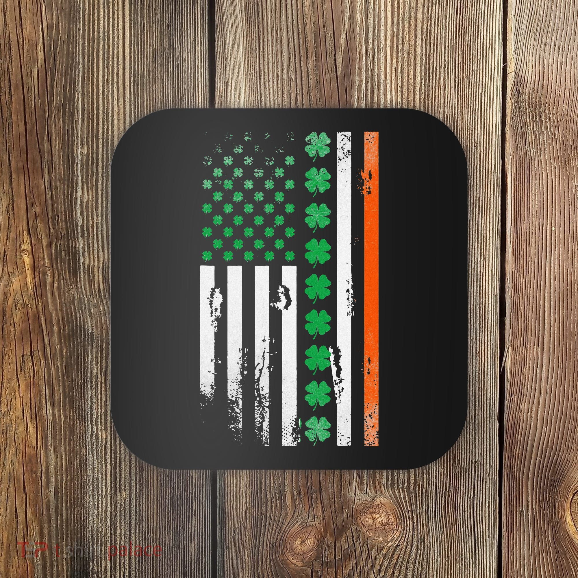 Ireland Shamrock Flag Saint Patricks Day Irish American Flag Coaster