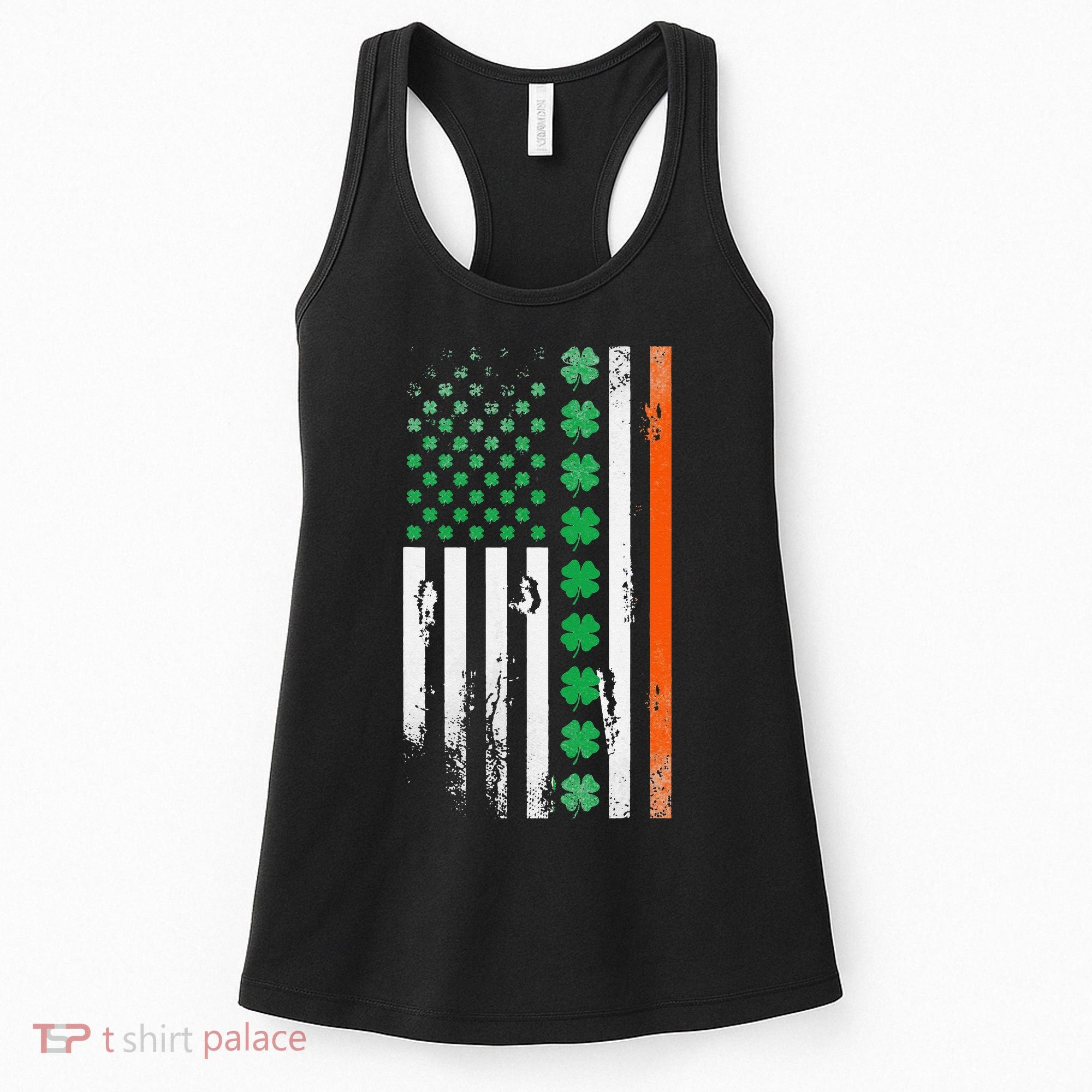 Ireland Shamrock Flag Saint Patricks Day Irish American Flag Women's Tank Top