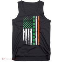 Ireland Shamrock Flag Saint Patricks Day Irish American Flag Tank Top thumb 0