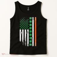 Ireland Shamrock Flag Saint Patricks Day Irish American Flag Tank Top thumb 2