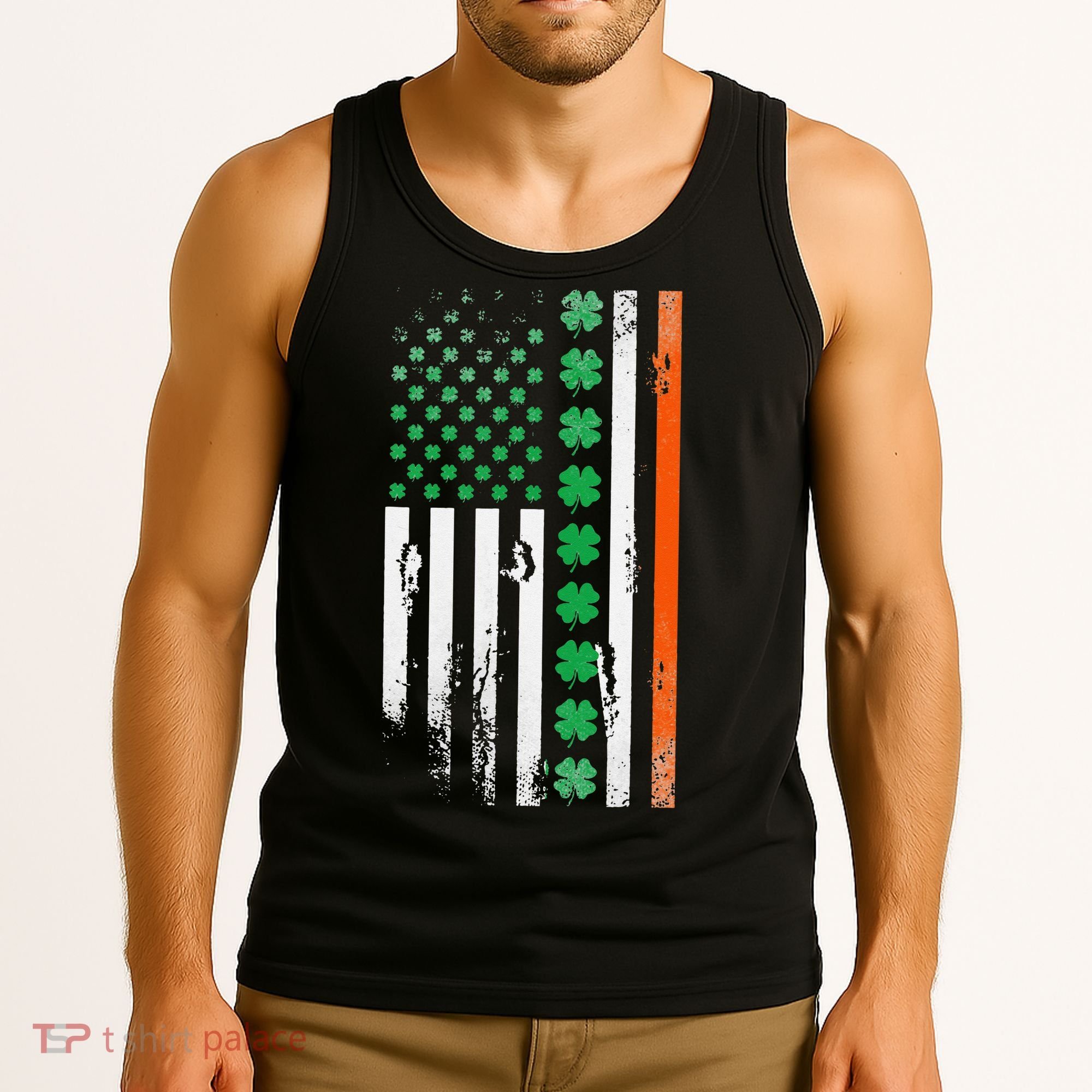 Ireland Shamrock Flag Saint Patricks Day Irish American Flag Tank Top
