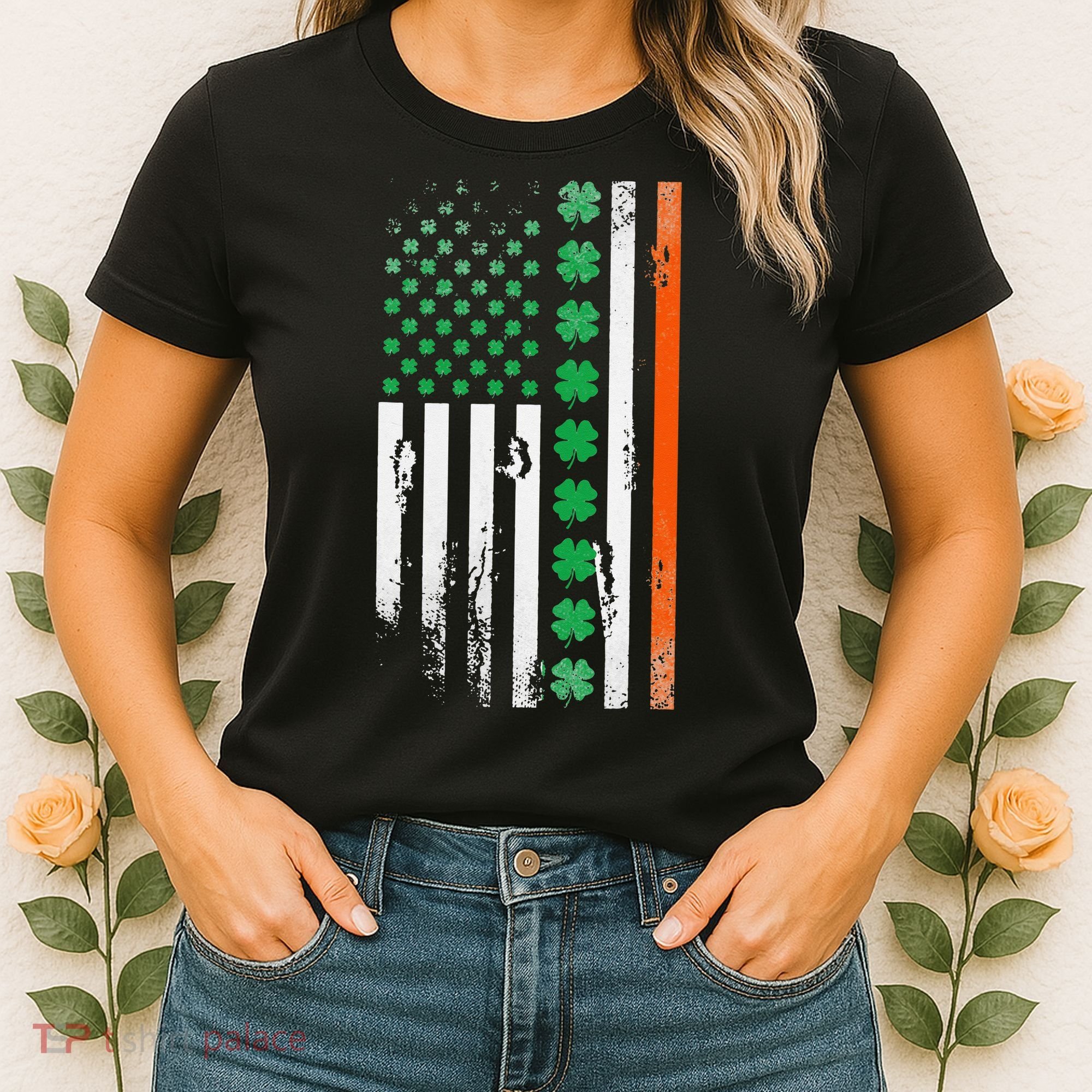 Ireland Shamrock Flag Saint Patricks Day Irish American Flag Women's T-Shirt