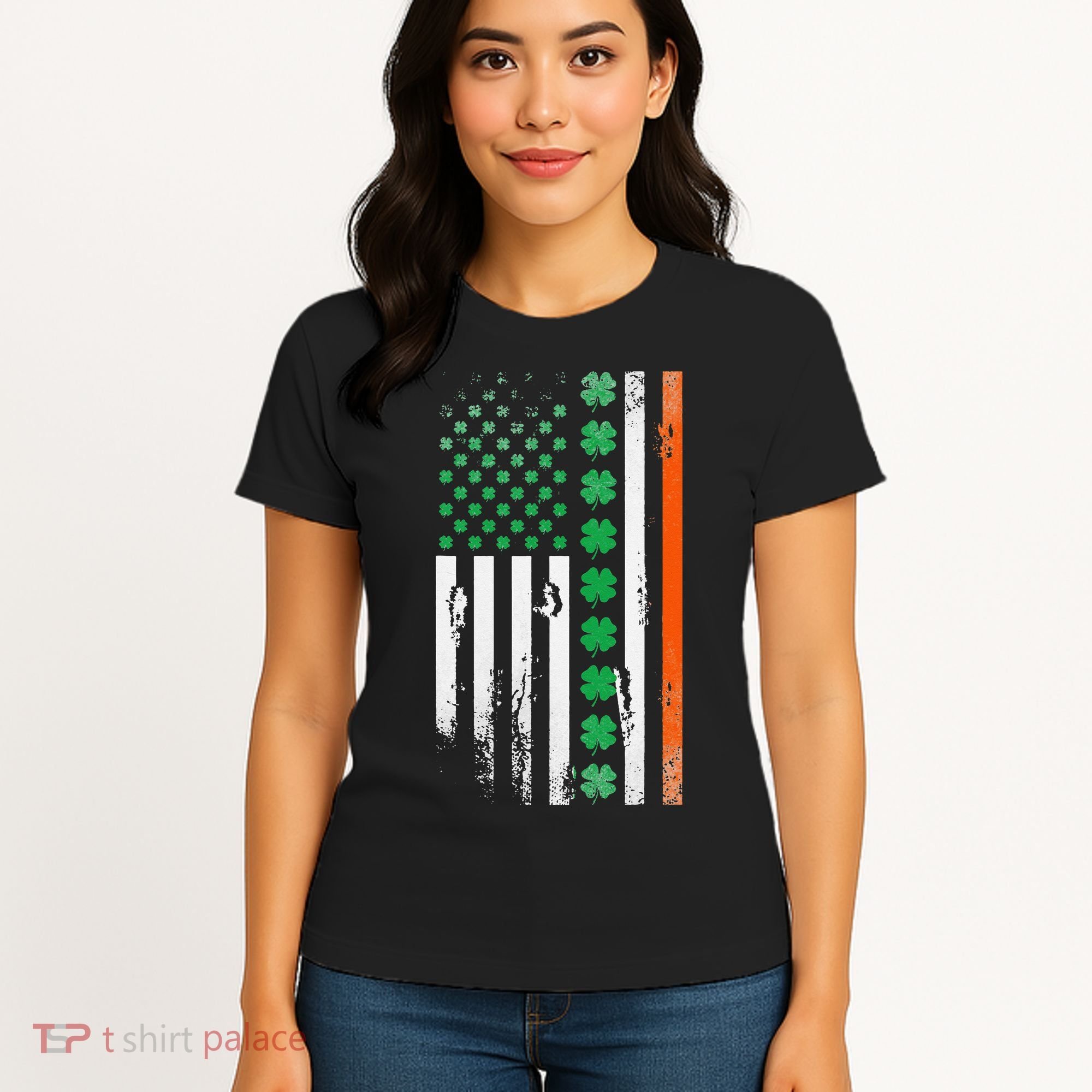 Ireland Shamrock Flag Saint Patricks Day Irish American Flag Women's T-Shirt