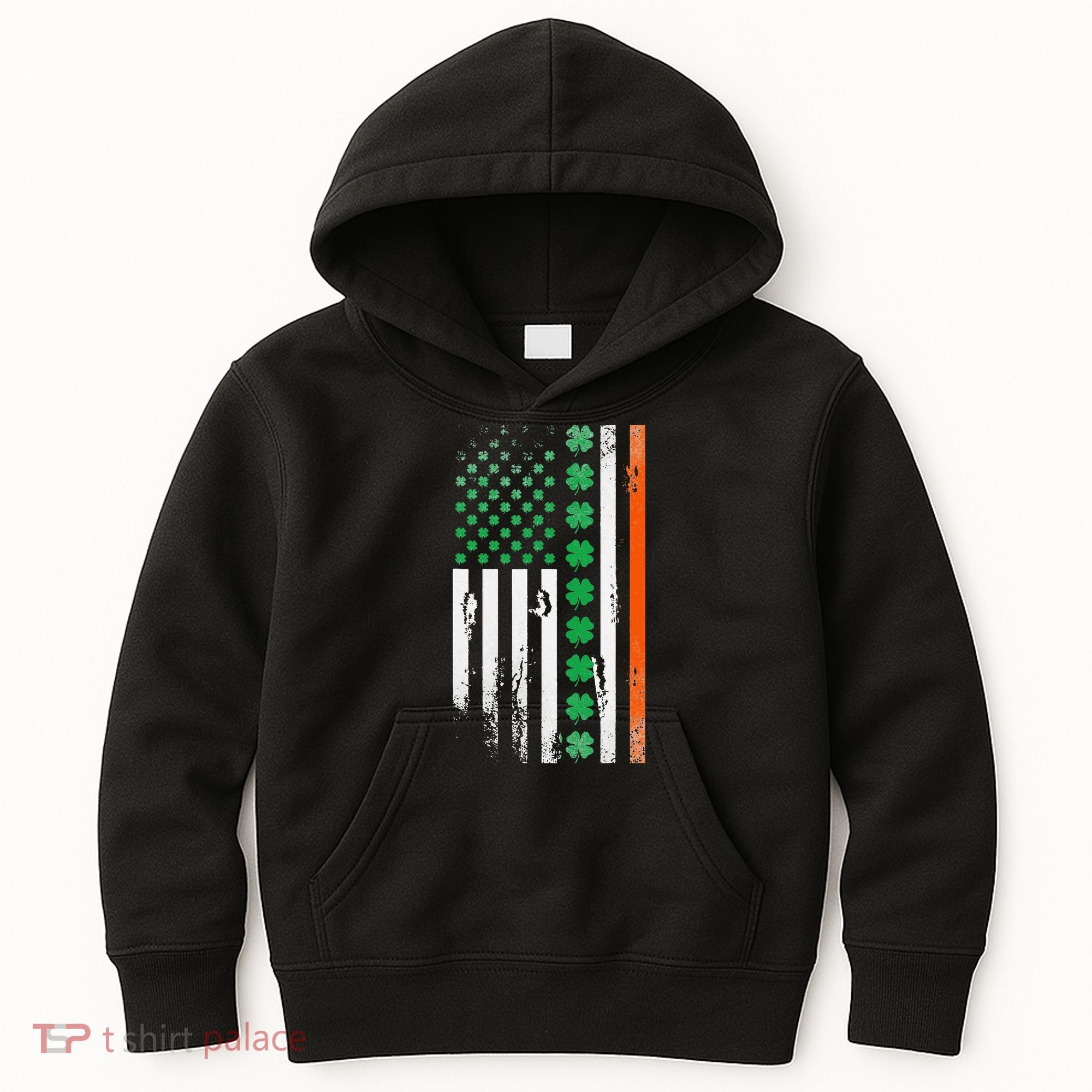 Ireland Shamrock Flag Saint Patricks Day Irish American Flag Kids Hoodie