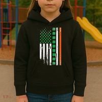 Ireland Shamrock Flag Saint Patricks Day Irish American Flag Kids Hoodie thumb 3
