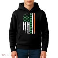 Ireland Shamrock Flag Saint Patricks Day Irish American Flag Kids Hoodie thumb 4