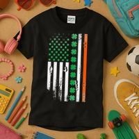 Ireland Shamrock Flag Saint Patricks Day Irish American Flag Kids T-Shirt thumb 3