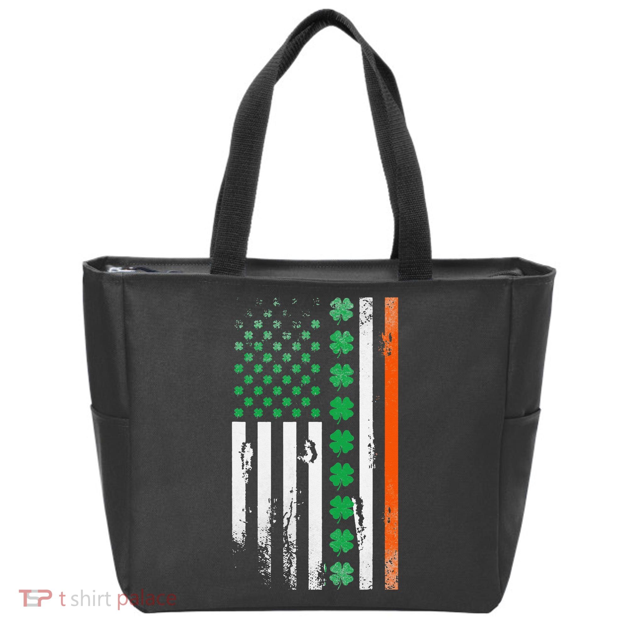 Ireland Shamrock Flag Saint Patricks Day Irish American Flag Tote Bag