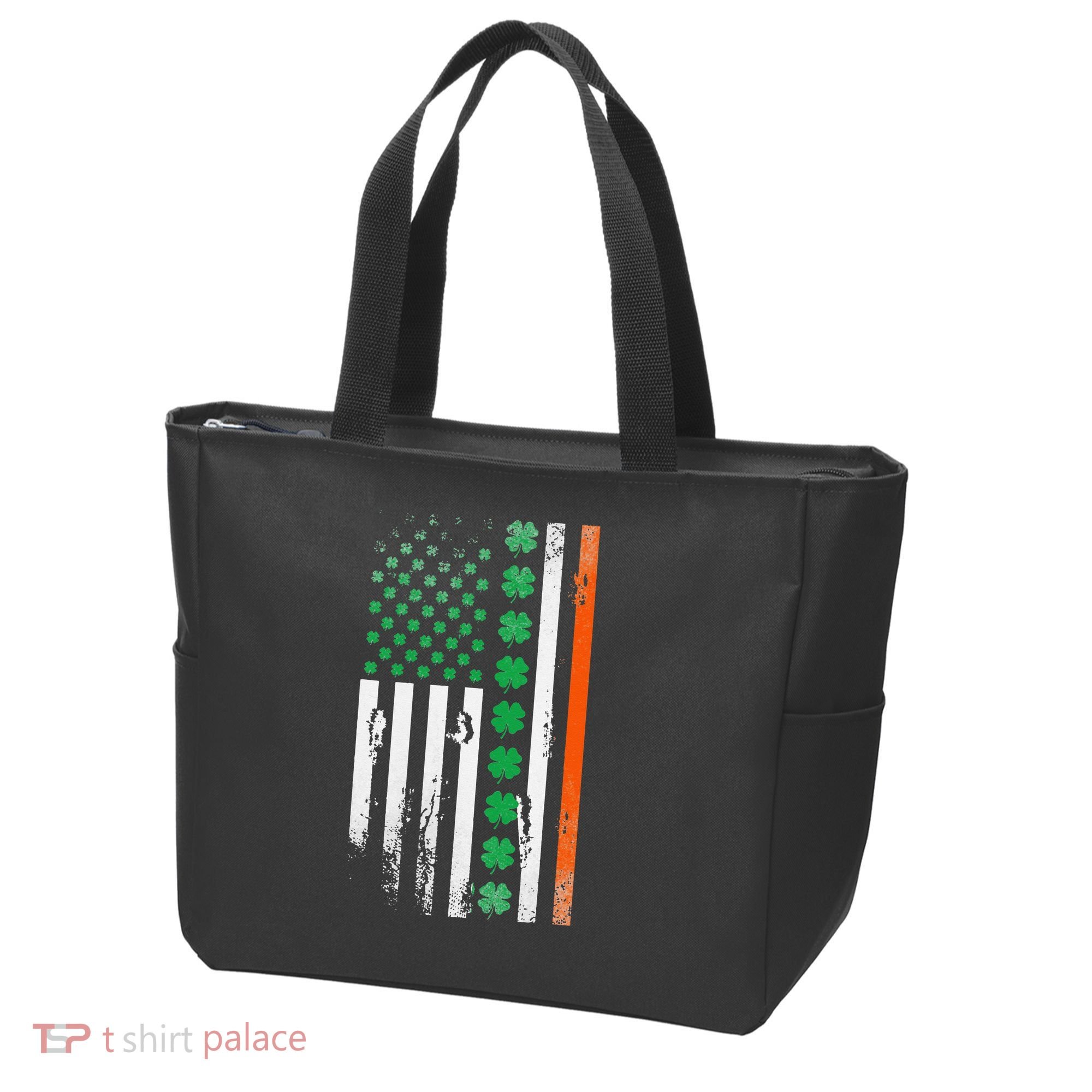 Ireland Shamrock Flag Saint Patricks Day Irish American Flag Tote Bag
