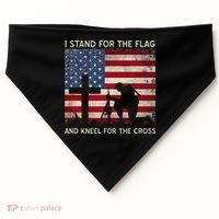 I Stand For The Flag And Kneel For The Cross Gift USA-Made Doggie Bandana thumb 0