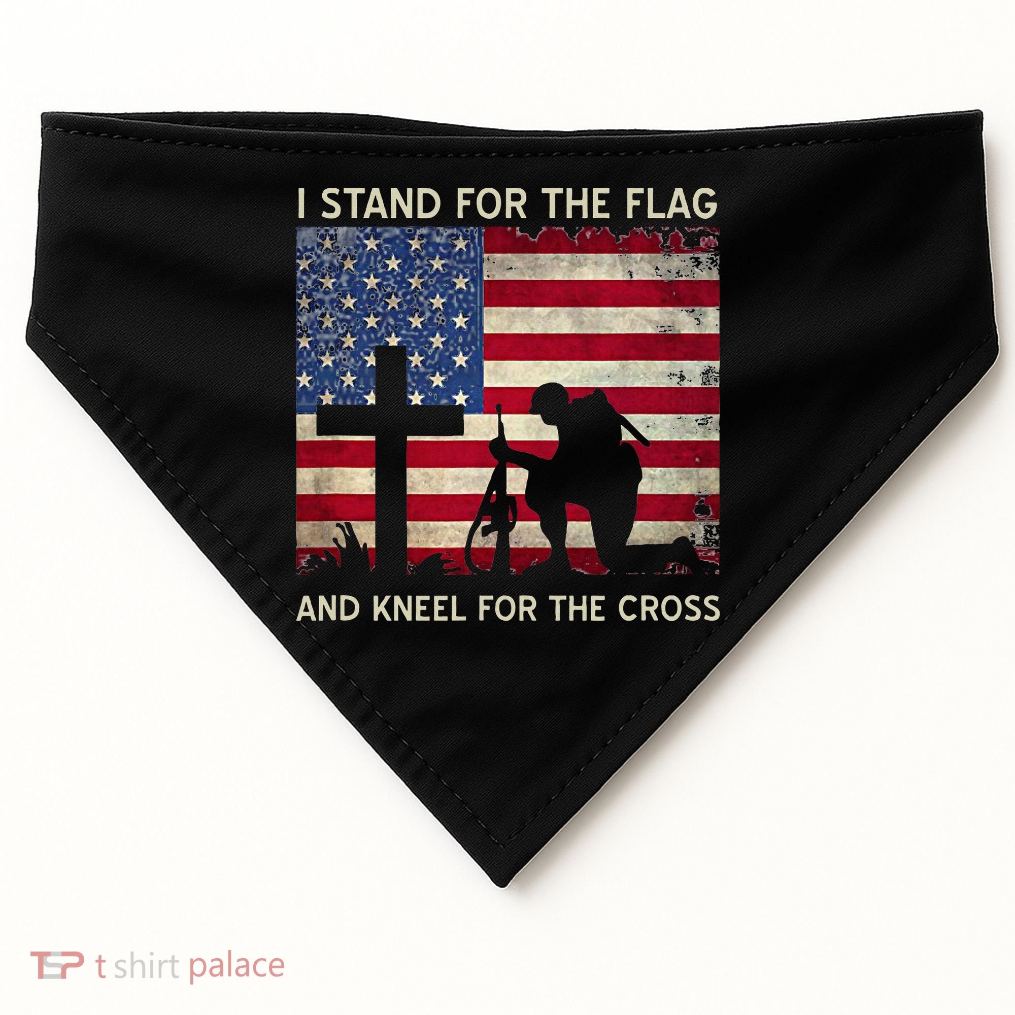 I Stand For The Flag And Kneel For The Cross Gift USA-Made Doggie Bandana