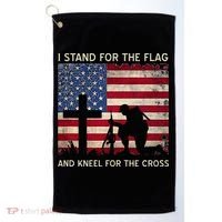 I Stand For The Flag And Kneel For The Cross Gift Golf Towel thumb 0